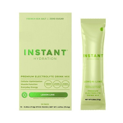 Instant Hydration Lemon Lime Electrolyte Drink Mix Sports Drink - 10ct/73gms: Non-Caffeinated, Powdered Form | Target
