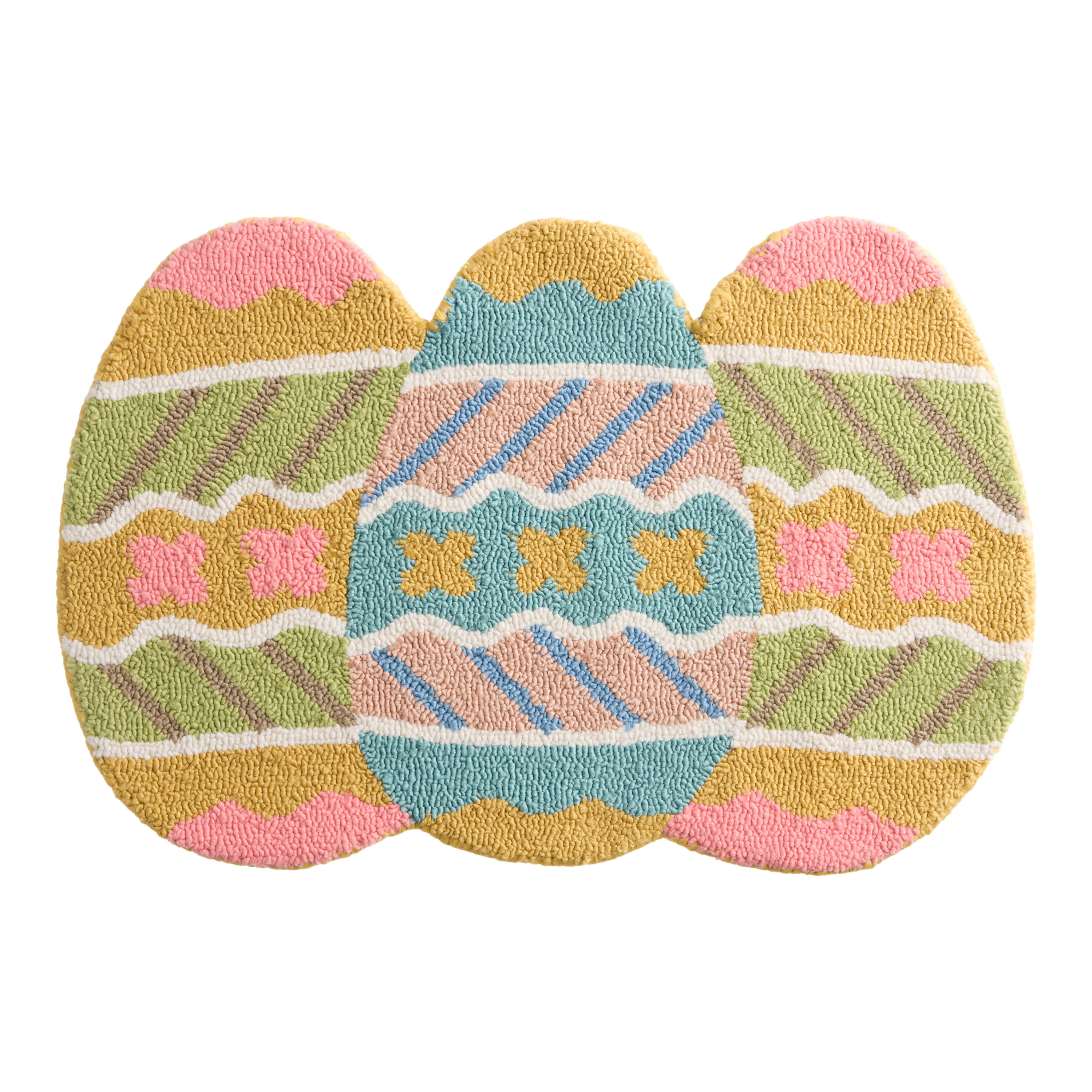 Multicolor Recycled Decorated Eggs Shaped Indoor Outdoor Rug | World Market