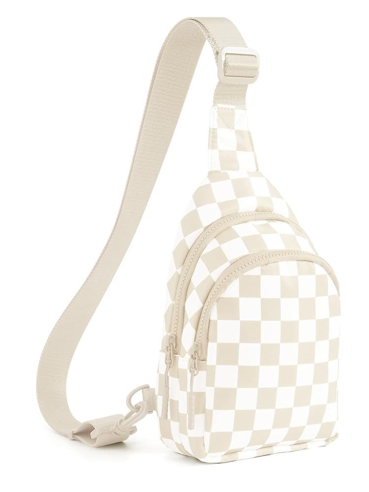 Checkered Sling Bag for Women Small Backpack Crossbody Chest Bag Fanny Packs Purses | Amazon (US)