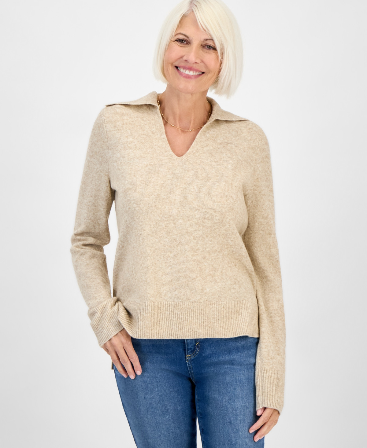 Style & Co Women's Luxsoft Johnny-Collar Sweater, Macy's Exclusive - Macy's | Macy's