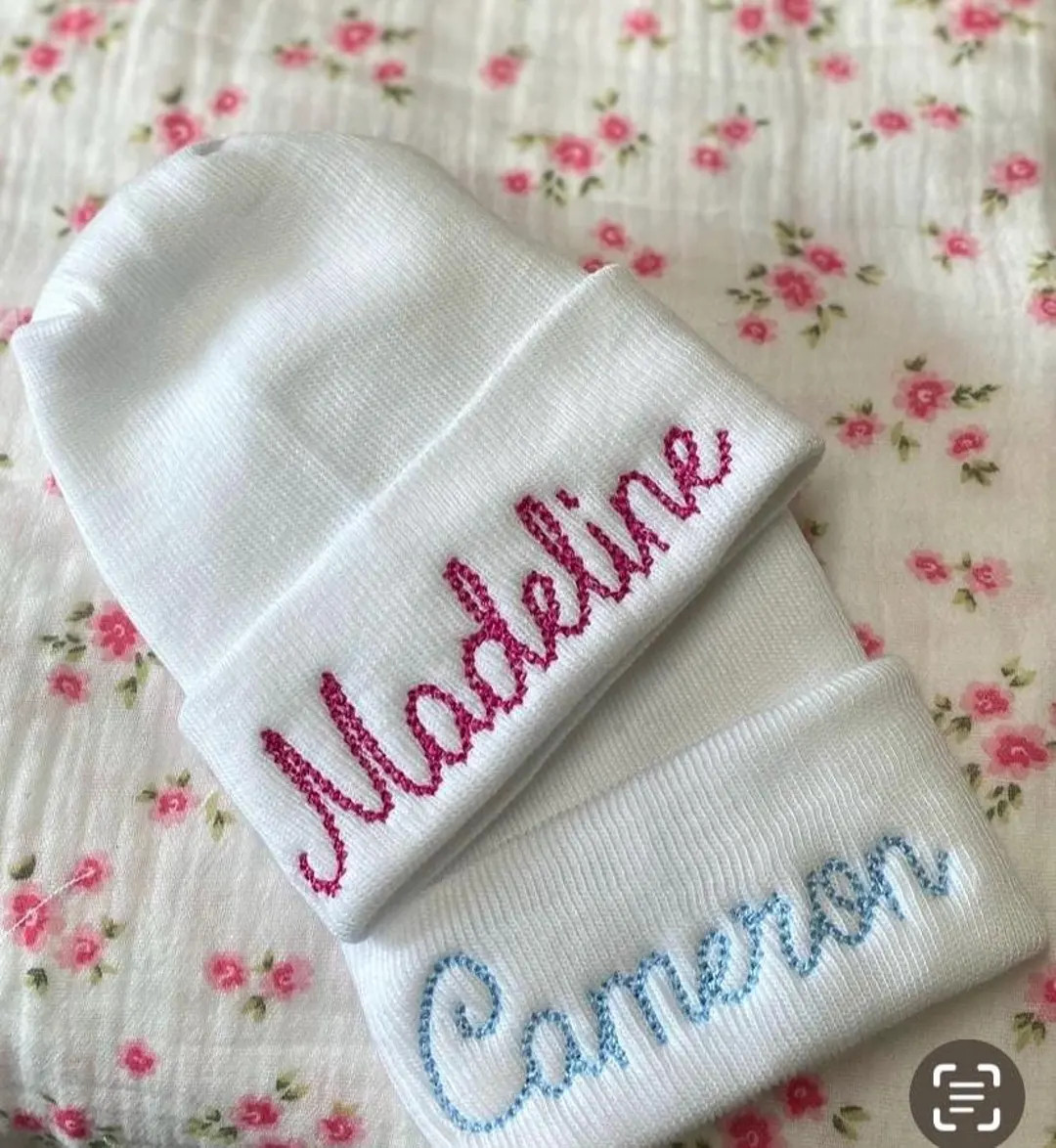 Embroidered Newborn Hospital Hat: Personalized Baby Photo Prop - Etsy | Etsy (US)