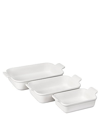 Le Creuset Heritage 3-Piece Rectangular Baking Dish Set - White | Dillard's