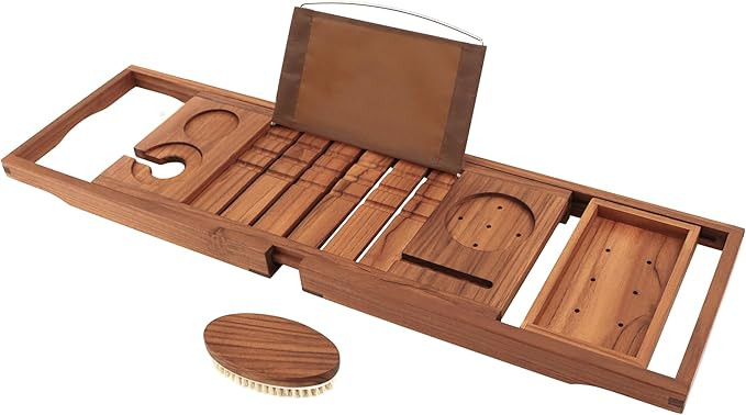 VaeFae Premium Teak Bathtub Tray, Expandable Wooden Bath Tray for Tub, Luxury Bathtub & Bathroom ... | Amazon (US)