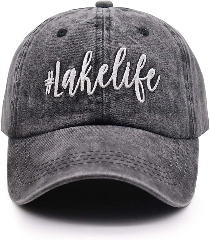 OASCUVER Printed Lake Life Hat Distressed Cotton Adjustable Beach Life Unisex Baseball Cap | Amazon (US)