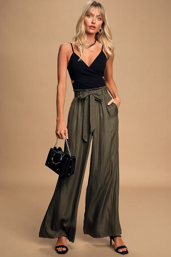 Go With The Flow Olive Green Wide-Leg Pants | Lulus (US)