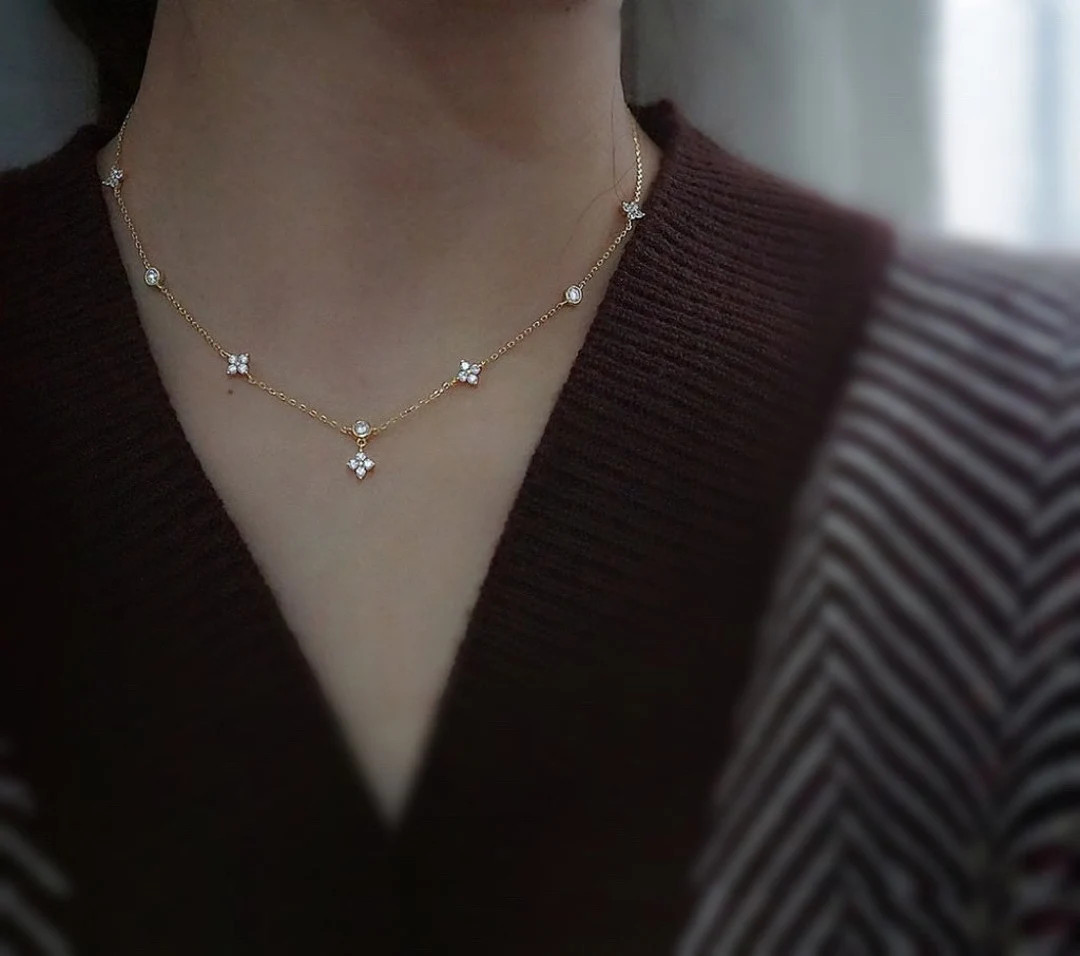 925 Sterling Silver With CZ Clover Necklace  2 Colours - Etsy | Etsy (US)