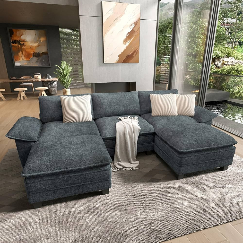 HERA'S HOUSE 124" U Shaped Modern Cloud Sofa Modular Sectional Couch with Removable Arms, 5-Seat ... | Amazon (US)