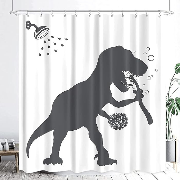 Dinosaur Shower Curtain, Funny Shower Curtain Set Shower Curtains for Bathroom, Black White Carto... | Amazon (CA)