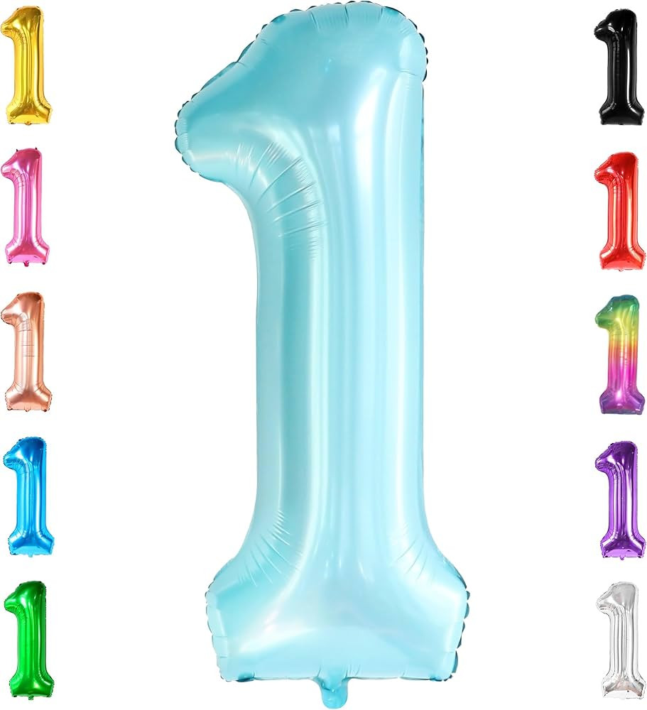 KatchOn, Light Blue 1 Balloon Number - 40 Inch, Helium Supported | Light Blue One Balloon for Fir... | Amazon (US)