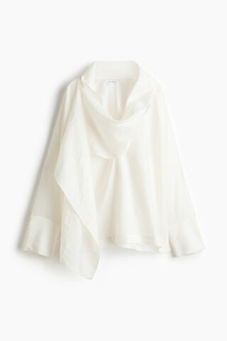 H & M - Scarf-collar blouse - White | H&M (UK, MY, IN, SG, PH, TW, HK)