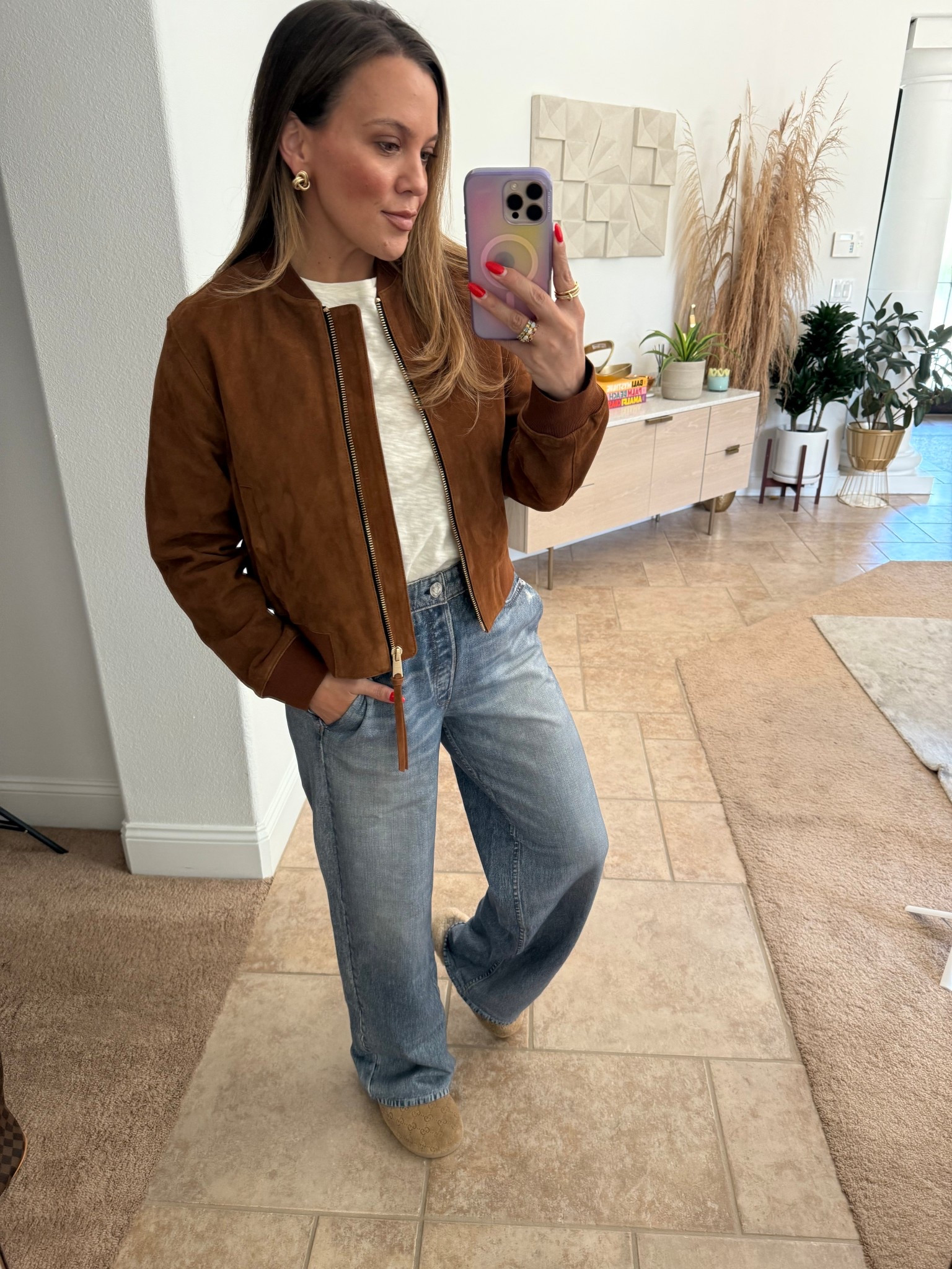 new wash in my fav jeans of all time. wearing a medium. 8 in the jacket 