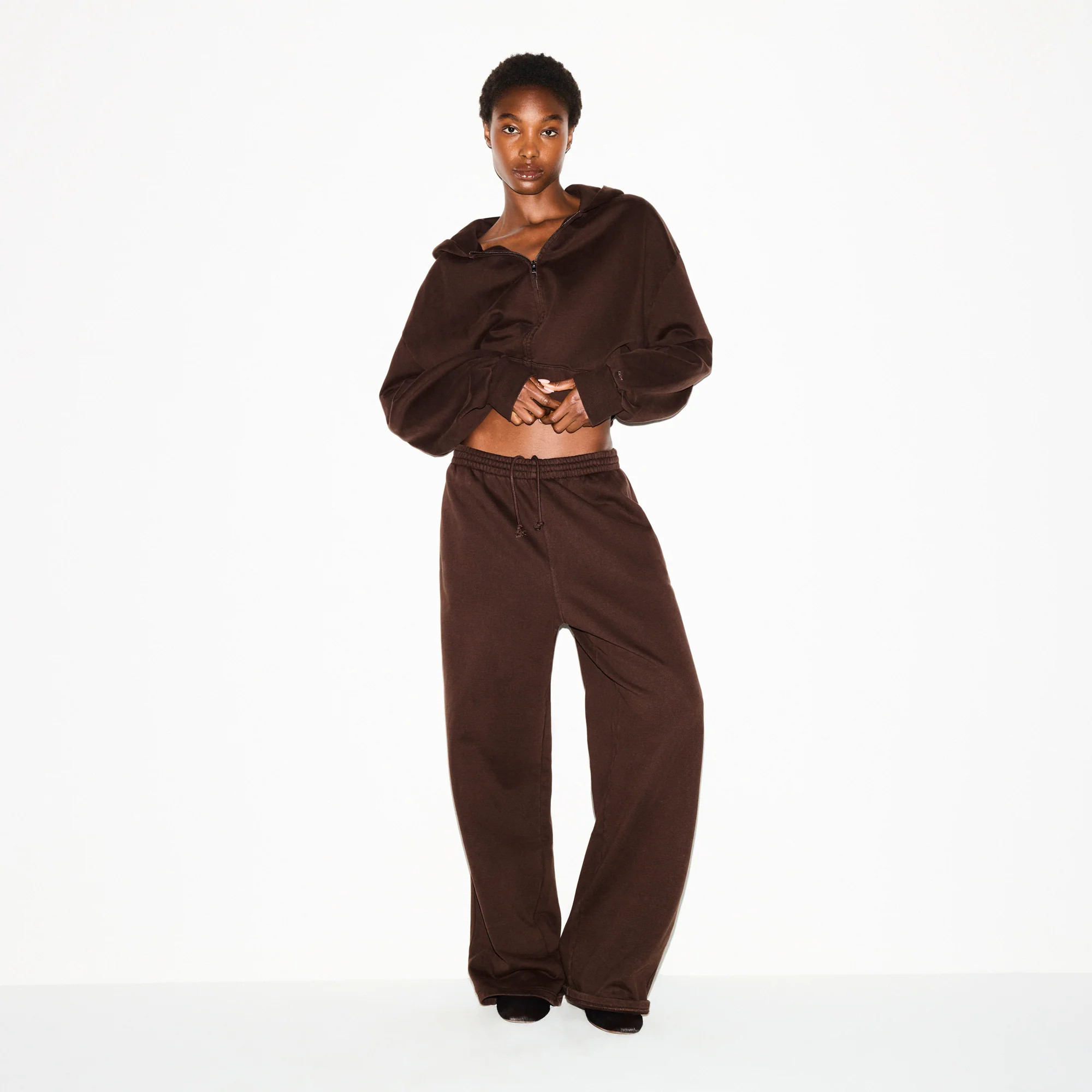SKIMS Oversized Straight Leg Pants | Deep Neutral | XS | Boyfriend Fleece | SKIMS (US)