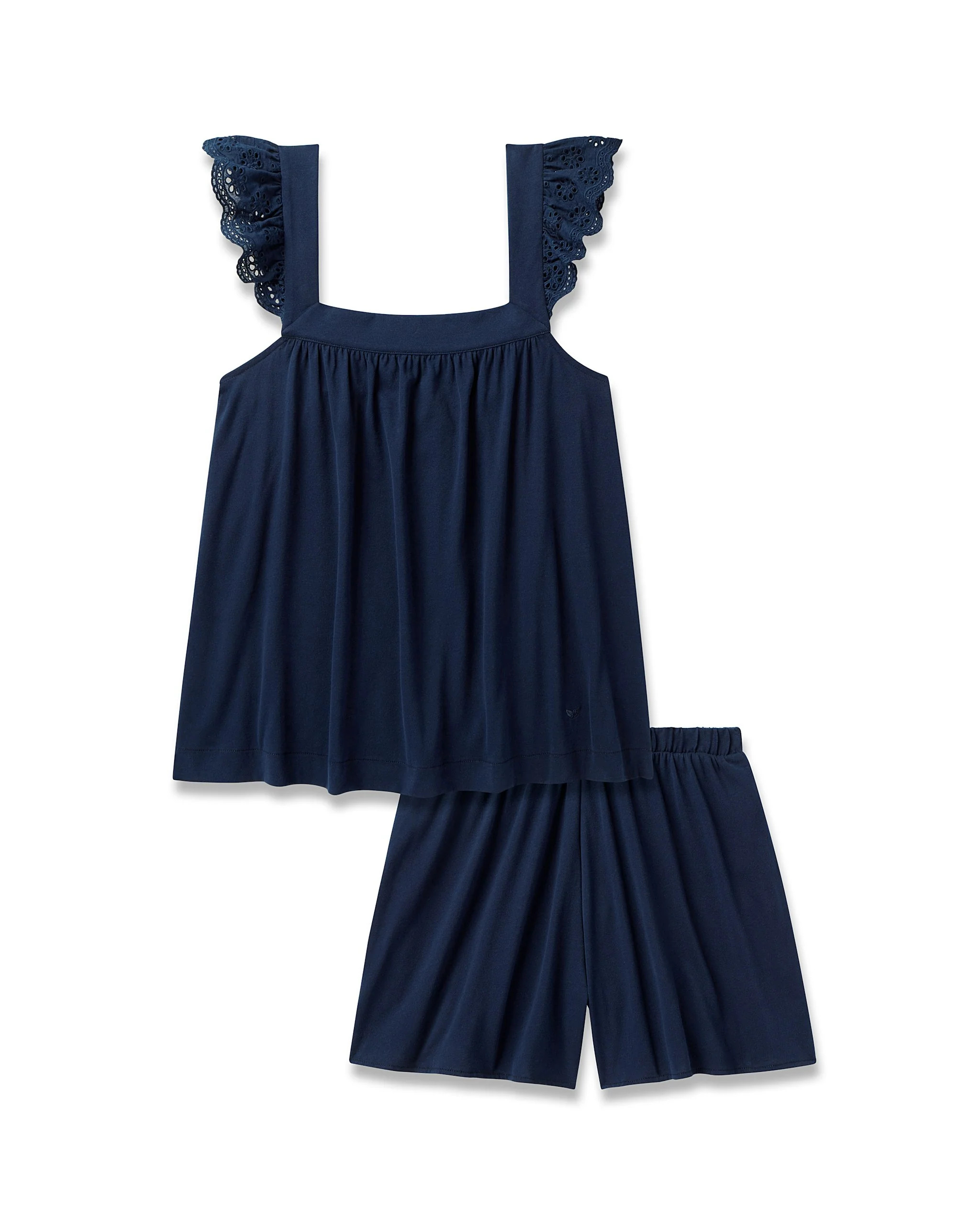 Women's Pima Clara Short Set in Navy | Petite Plume