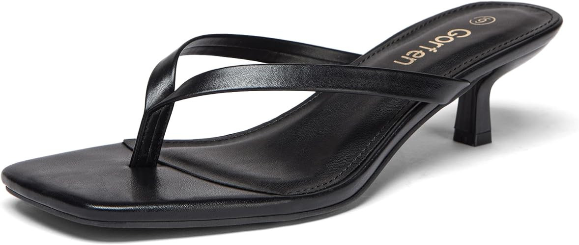 Women's Kitten Heel Sandals Square Toe Slip on Flip Flop Heels 2 Inch Thong Sandals Party Dress H... | Amazon (US)