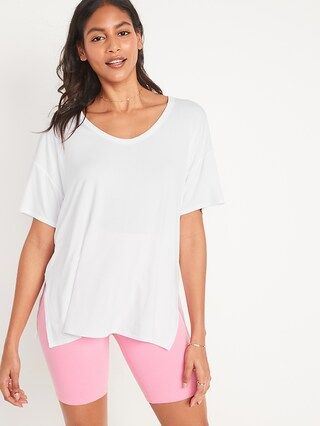 Oversized Luxe Voop-Neck Tunic T-Shirt for Women | Old Navy (US)