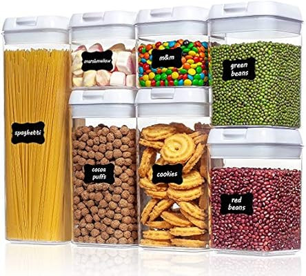 Airtight Food Storage Containers,Vtopmart 7 Pieces BPA Free Plastic Cereal Containers with Easy L... | Amazon (US)