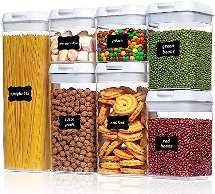 Airtight Food Storage Containers,Vtopmart 7 Pieces BPA Free Plastic Cereal Containers with Easy L... | Amazon (US)