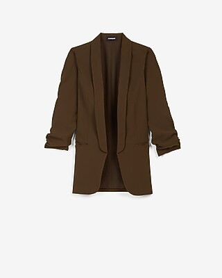 Ruched Sleeve Boyfriend Blazer | Express