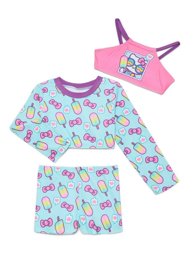 Character Toddler Girl Rash Guard and Bikini Swimsuit Set, 3-Piece, Sizes 2T-5T | Walmart (US)