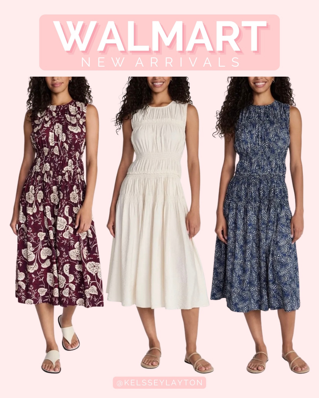 Walmart new arrival, smocked midi dress, time and tru

#LTKootd