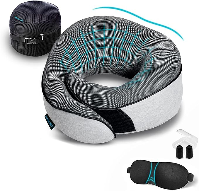 Travel Neck Pillows for Airplanes, Sleeping Essentials for Long haul Flights, 360° Head Support,... | Amazon (US)