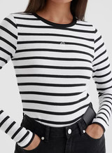 Black Striped Long Sleeve Top - Indi | 4th & Reckless