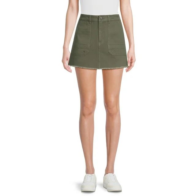 No Boundaries Cotton Cargo Mini Skirt, Women’s Plus | Walmart (US)