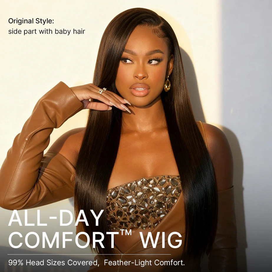 All-Day Comfort™ Bone Straight with Baby Hair 7x6 Closure HD Lace Wig 180% / 250% | Luvmehair