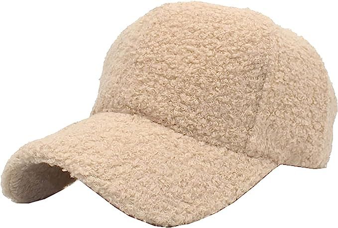 Lamb-Wool Baseball-Caps Warm-Winter Teddy-Fleece Hip-Hop Cap for Men Women Outdoor Travel | Amazon (US)