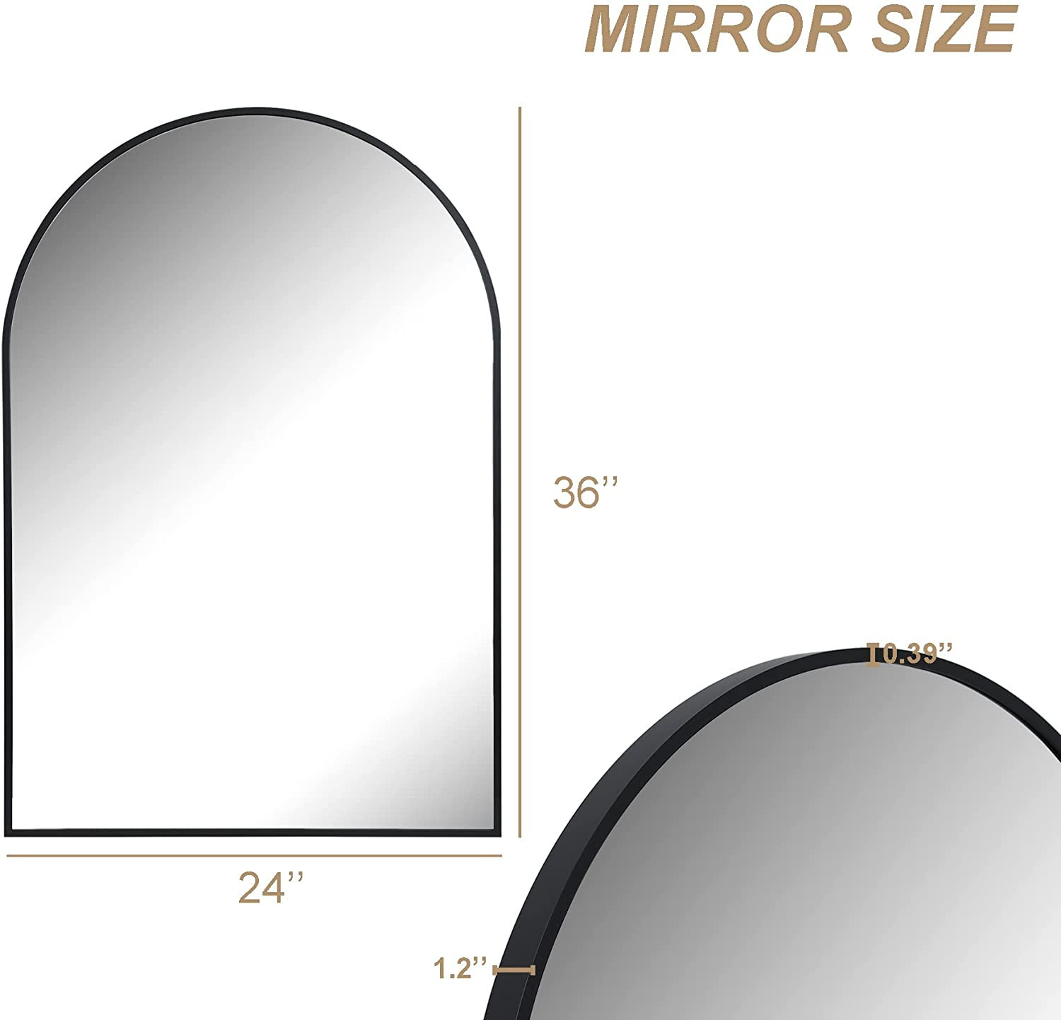 Arched Wall Mirror for Bathroom,Mirrors for Wall,24''x36'',Vanity Mirror for Bedroom, Entryway, L... | Amazon (US)