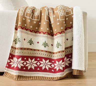 Gingerbread House Fair Isle Jacquard Throw | Pottery Barn (US)