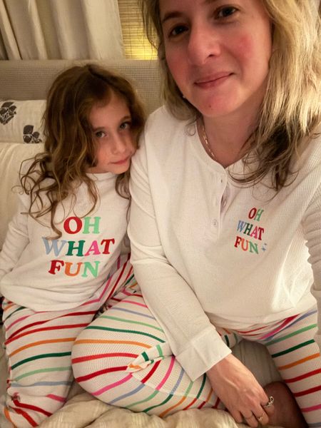 Matching holiday pajamas for a Max & Mama sleepover. And they’re 40% off! 🌈Target finds, family pajamas, rainbow stripes  

#LTKHoliday #LTKfamily #LTKfindsunder50