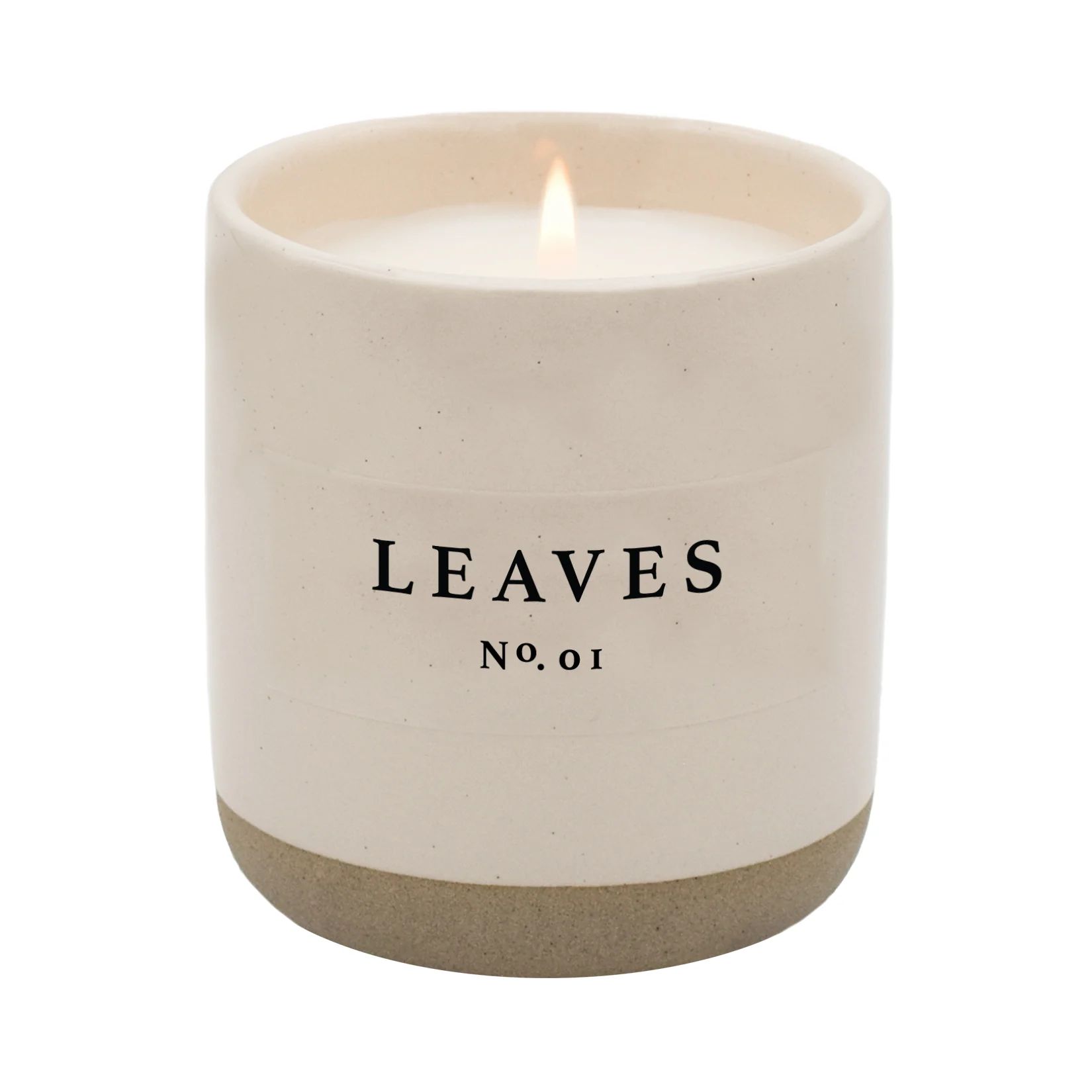 Leaves Soy Candle - Cream Stoneware Jar - 12 oz | Sweet Water Decor, LLC