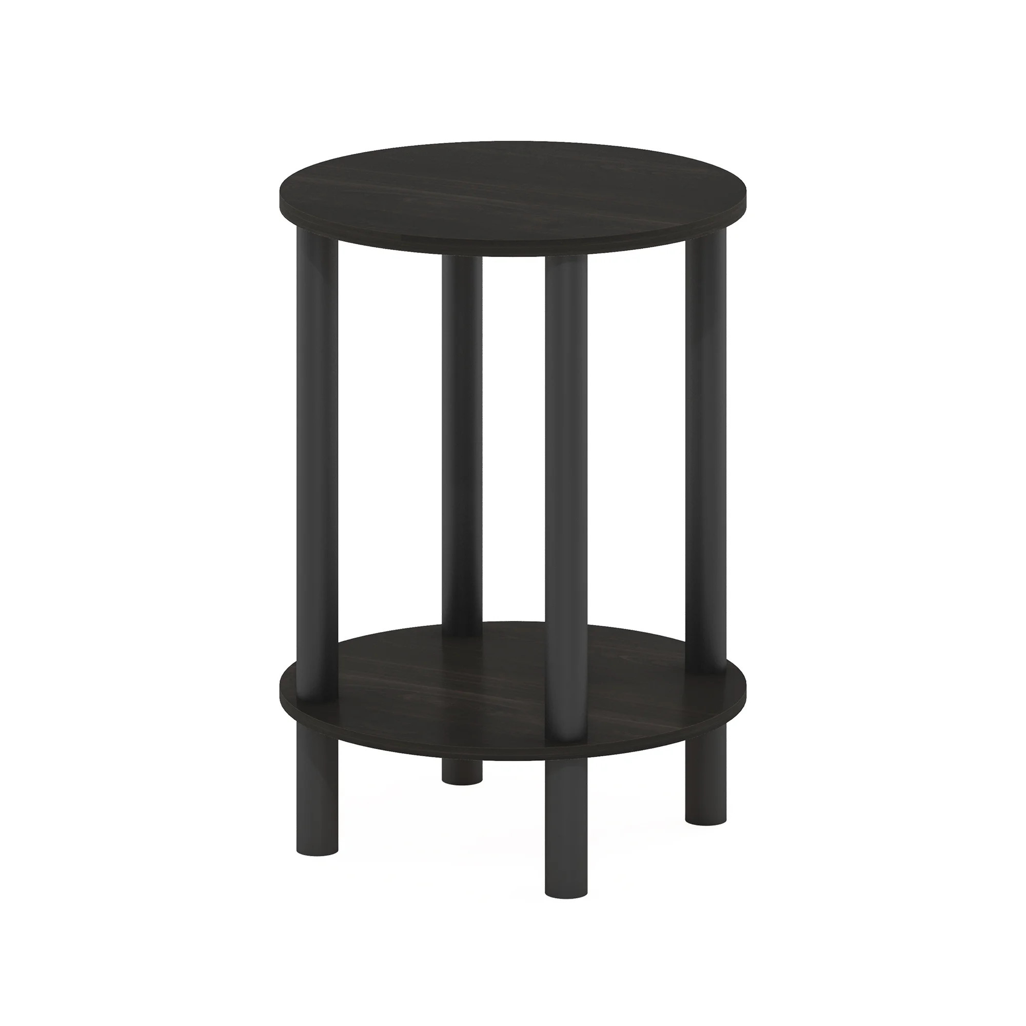 Furinno Turn-N-Tube 2-Tier Round Wooden End Table, Side Table, Espresso/Black - Walmart.com | Walmart (US)