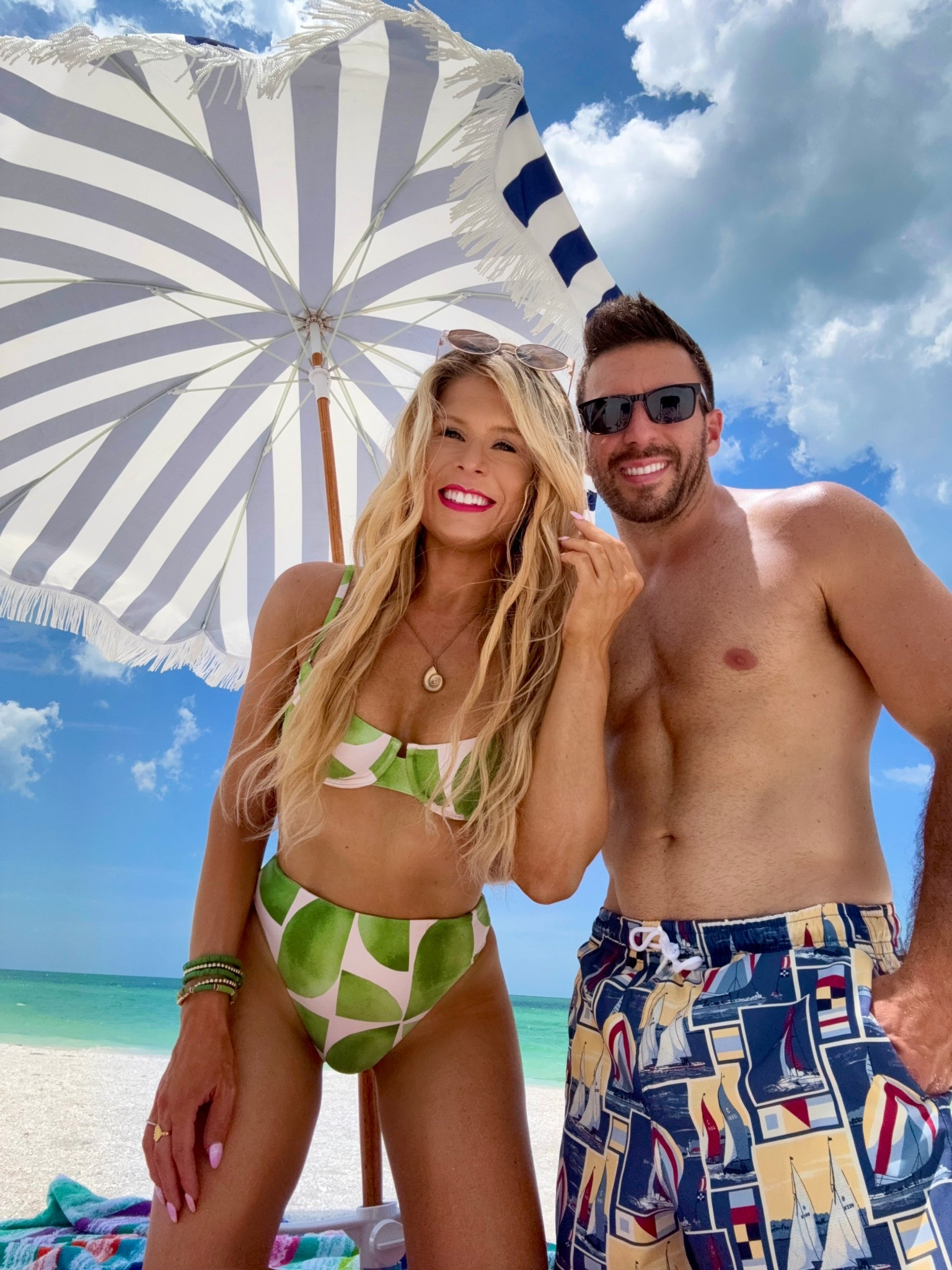 Bikini on SALE! This underwire bikini top + matching highwaisted bikini bottoms are  25% OFF at Nordstrom! This bikini set is perfect for summer, a beach vacation, resortwear look, or pool day! 

My husband is wearing 5 inch swim trunks/ shorts that are also on SALE! 

#LTKSaleAlert #LTKSwim #LTKTravel