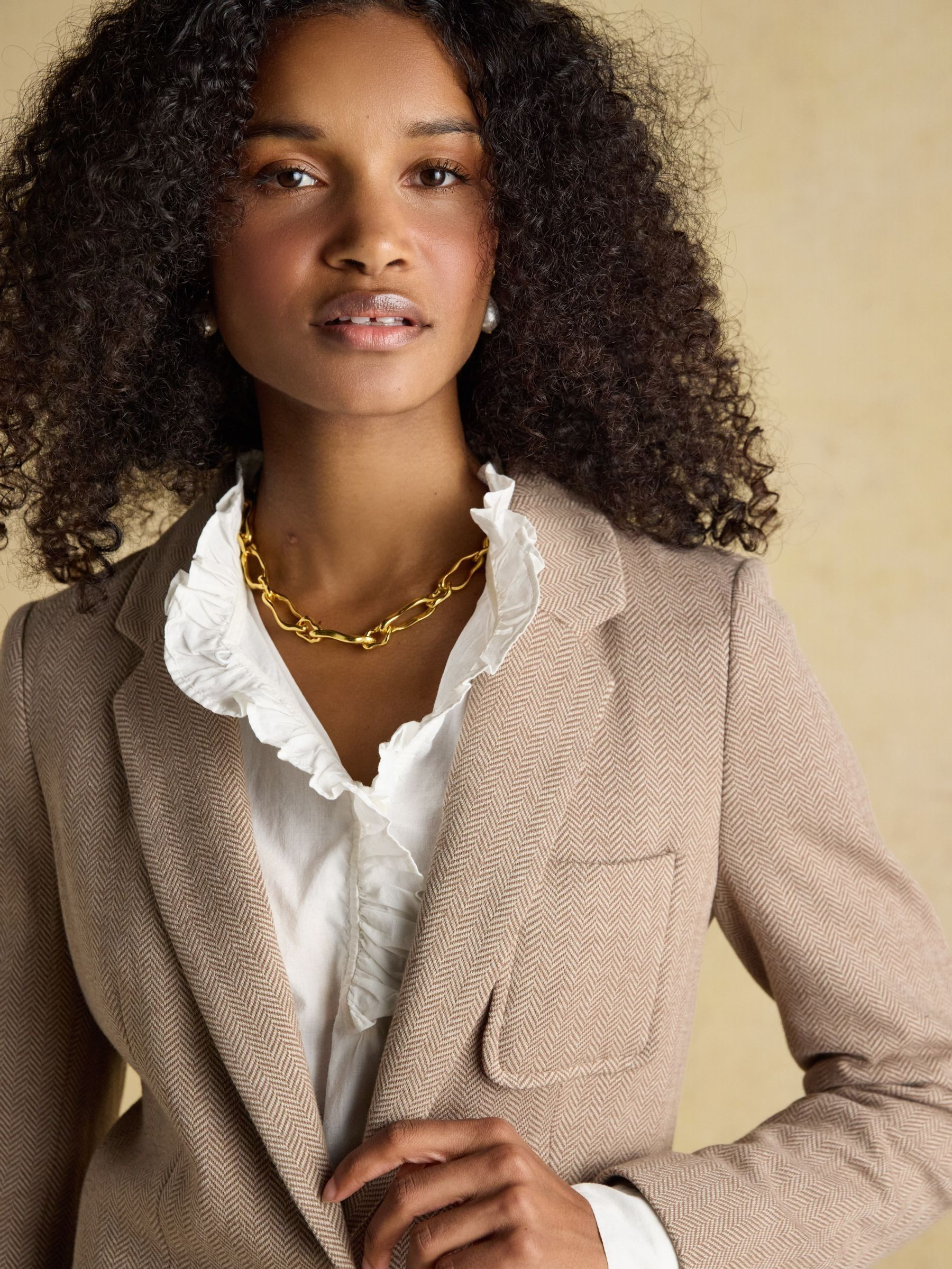 Albury Tan Brown Herringbone Jersey Tweed Blazer | Joules | Joules