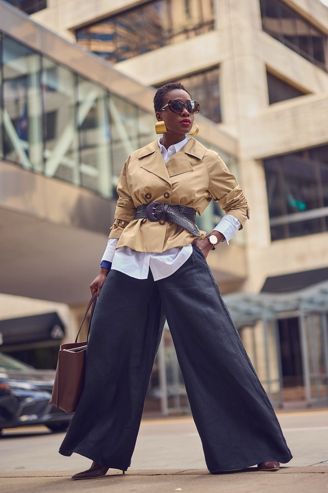 Wide-leg linen pants and cropped trench coats go together really well! Fall preview, Fall style, belted look, Banana Republic, Bernardo, Quince bags, neutral outfit

#LTKMidsize #LTKStyleTip #LTKWorkwear