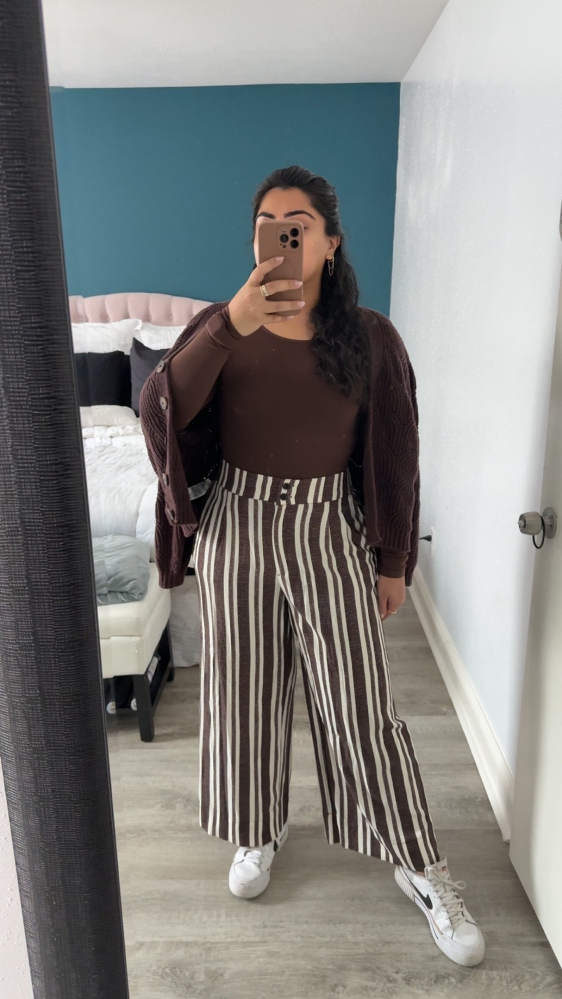 Work outfit of the day 

Brown fall outfit 
Brown striped pants 
Brown sweater 
Brown cardigan 
Fall outfits 
Fall inspo
Fall outfit inspo

#LTKWorkwear #LTKootd #LTKMidsize