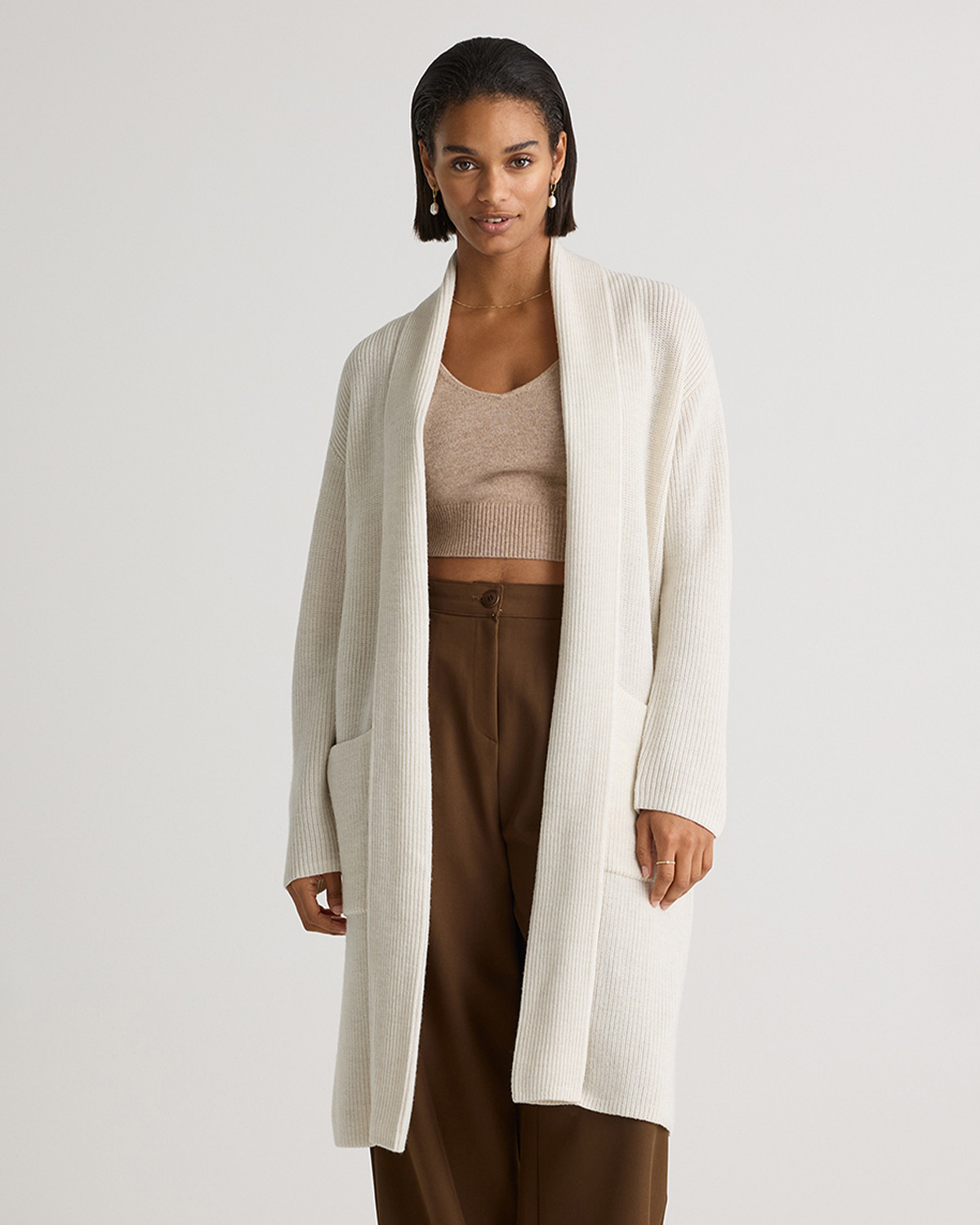 Quince | Women's Australian Merino Wool Duster Cardigan Sweater in Heather Bone, Size XS | Quince
