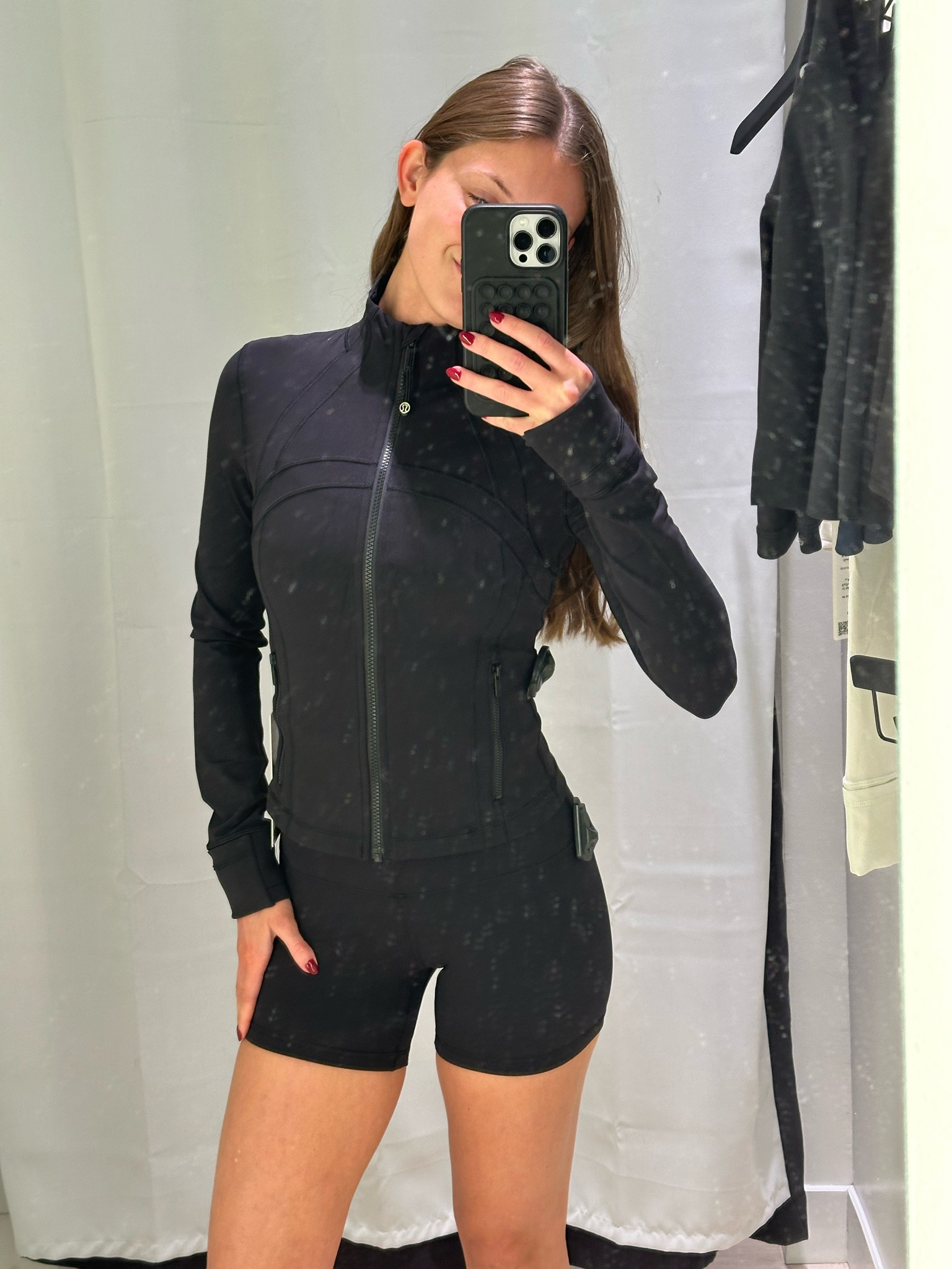 Lulu is a girls best friend 🖤 

Size 4 in the biker shorts and define jacket!

#LTKActive #LTKGiftGuide #LTKFindsUnder100