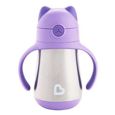 Munchkin Cool Cat Stainless Steel Straw Cup 8oz - Purple | Target