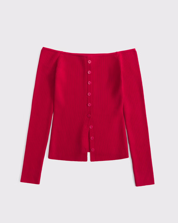 Off-The-Shoulder Button-Through Top | Abercrombie & Fitch (US)