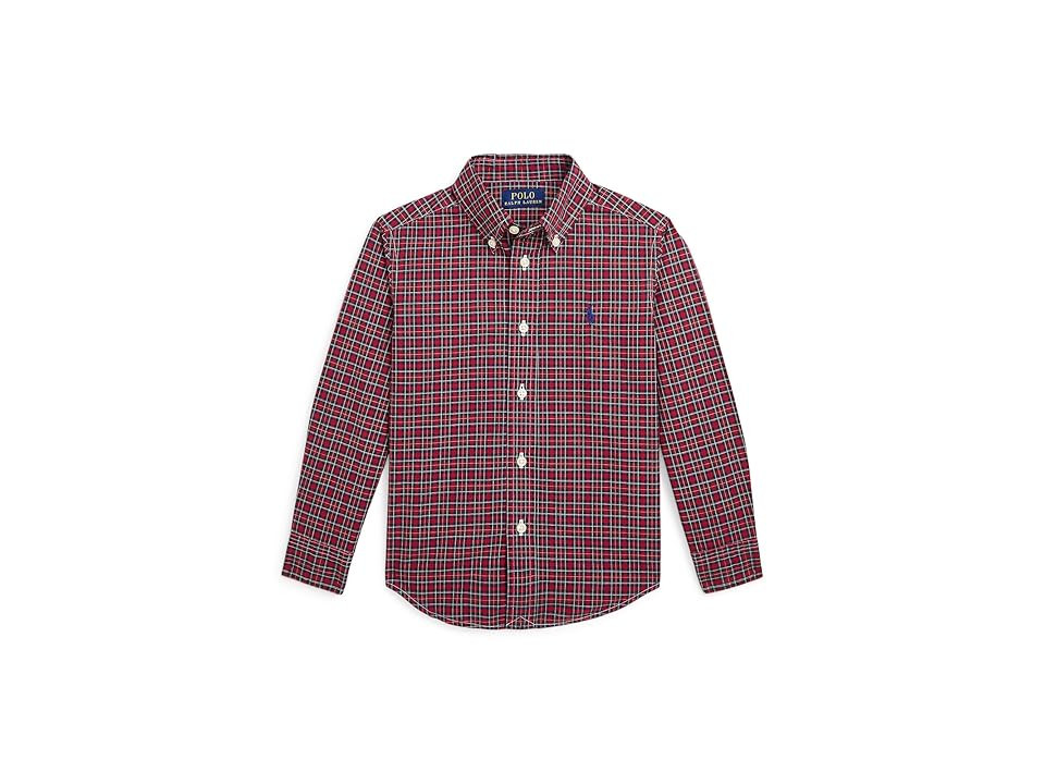 Polo Ralph Lauren Kids Plaid Cotton Poplin Shirt (Toddler/Little Kids) Boy's Clothing 1797 Red Black : 2T Toddler | Zappos