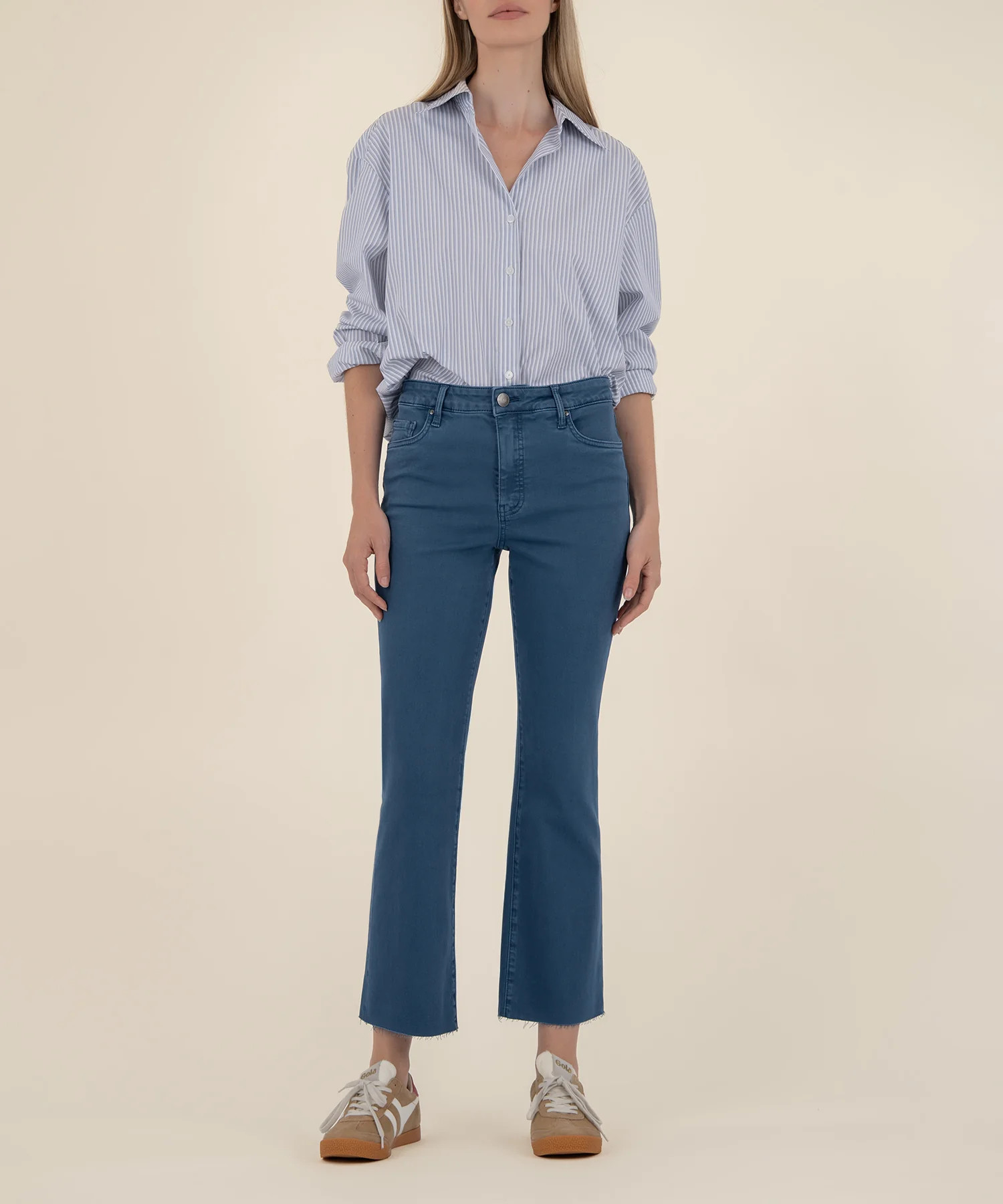 Kelsey High Rise Ankle Flare in Ocean Blue | Kut From Kloth