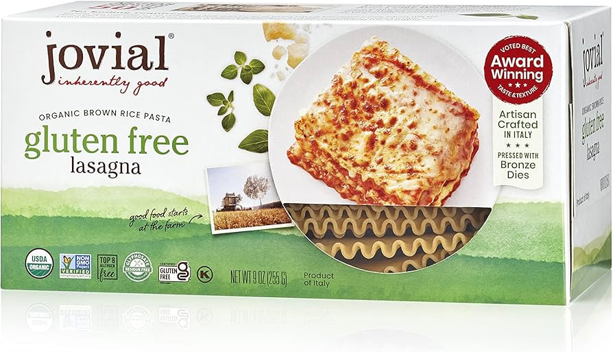 Jovial Organic Gluten Free Brown Rice Pasta, Lasagna, 9 Ounce | Amazon (US)