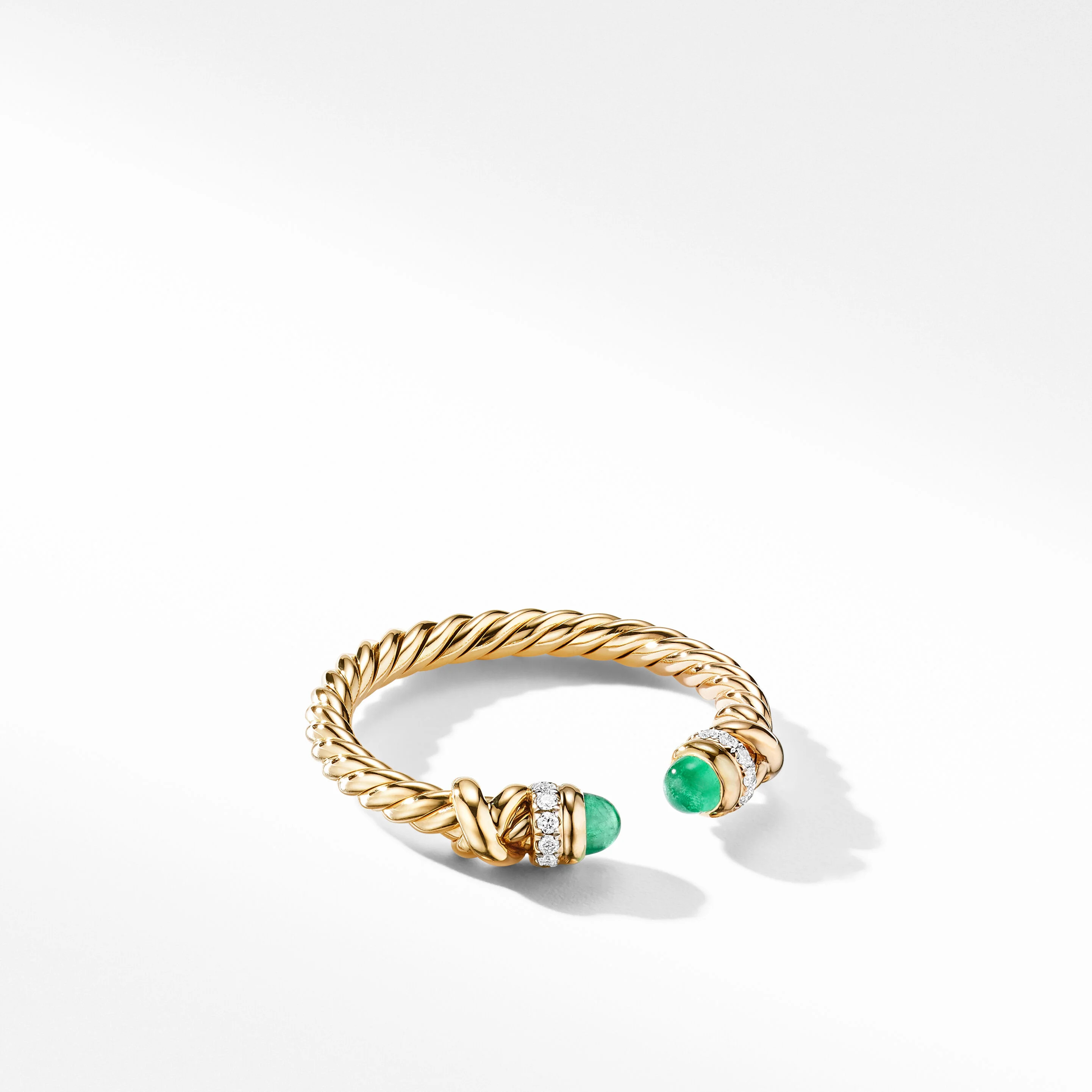 Petite Helena Ring in 18K Yellow Gold with Emeralds and Pavé Diamonds | David Yurman