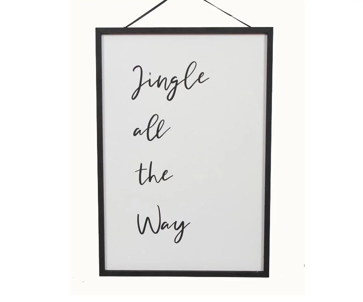 Holiday Time Black/White MDF Jingle All the Way sign Hanging Décor, 22-inch - Walmart.com | Walmart (US)