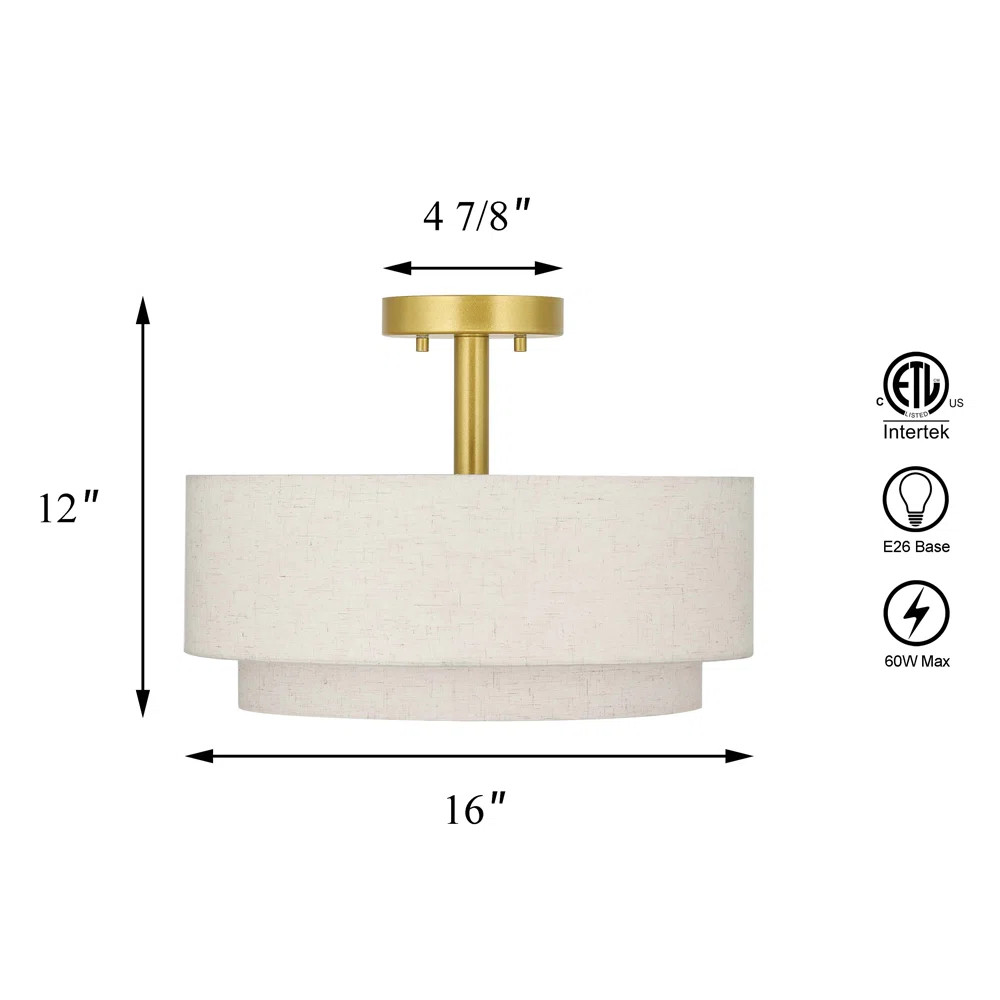 Nichoel Linen Semi Flush Mount | Wayfair North America