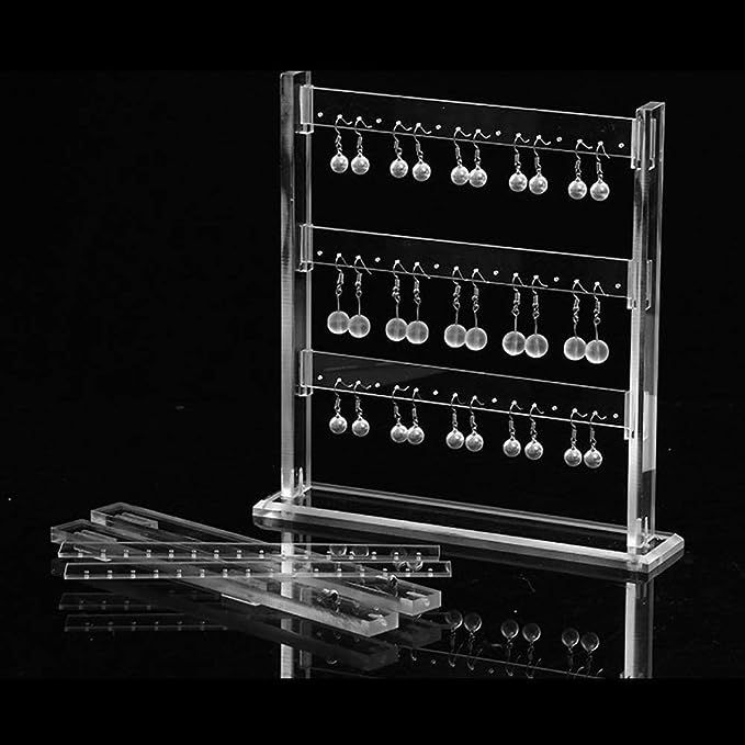 Acrylic Earring Holder Organizer 3 Tier 48 Holes Jewelry Display Stand Transparent Home Storage D... | Amazon (US)