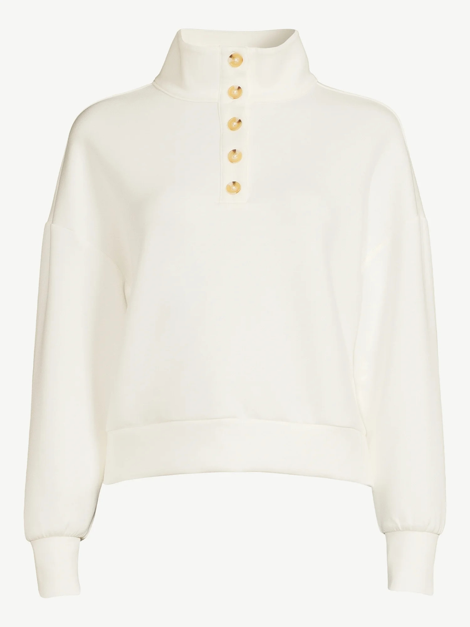 Scoop Women's Scuba Knit Button Neck Sweatshirt - Walmart.com | Walmart (US)